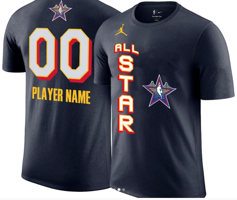 Men Custom 2025 NBA all Star dark blue T Shirt->nba t-shirts->Sports Accessory